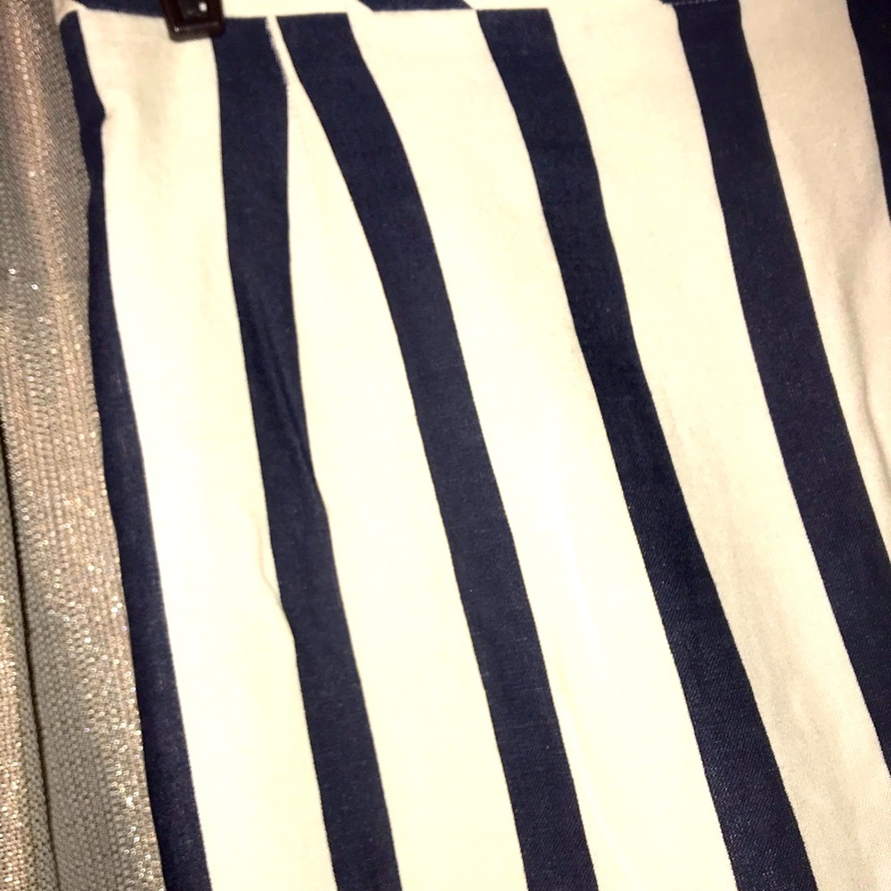 Navy Blue & White Pinstripe Mini Skirt